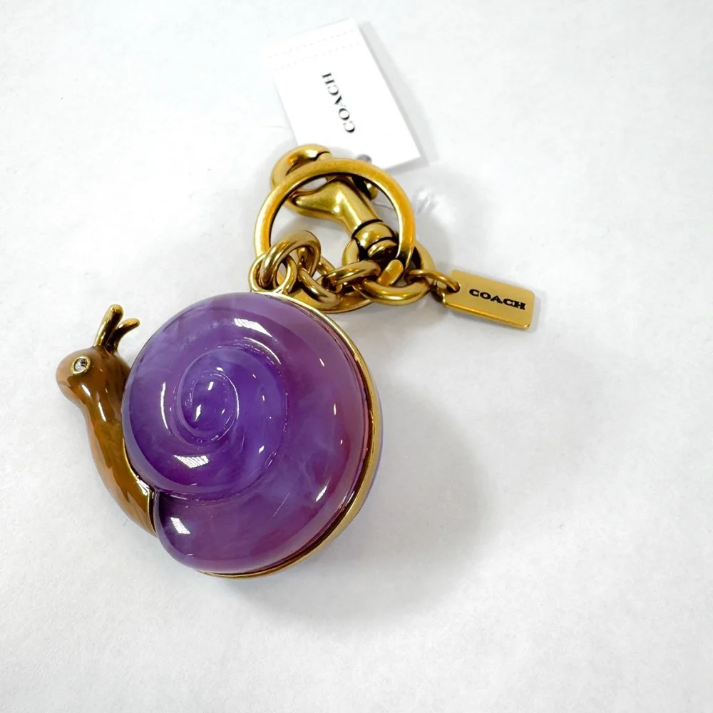 Coach Snail Bag Charm Keychain Purple Shell NWT - Picture 3 of 4